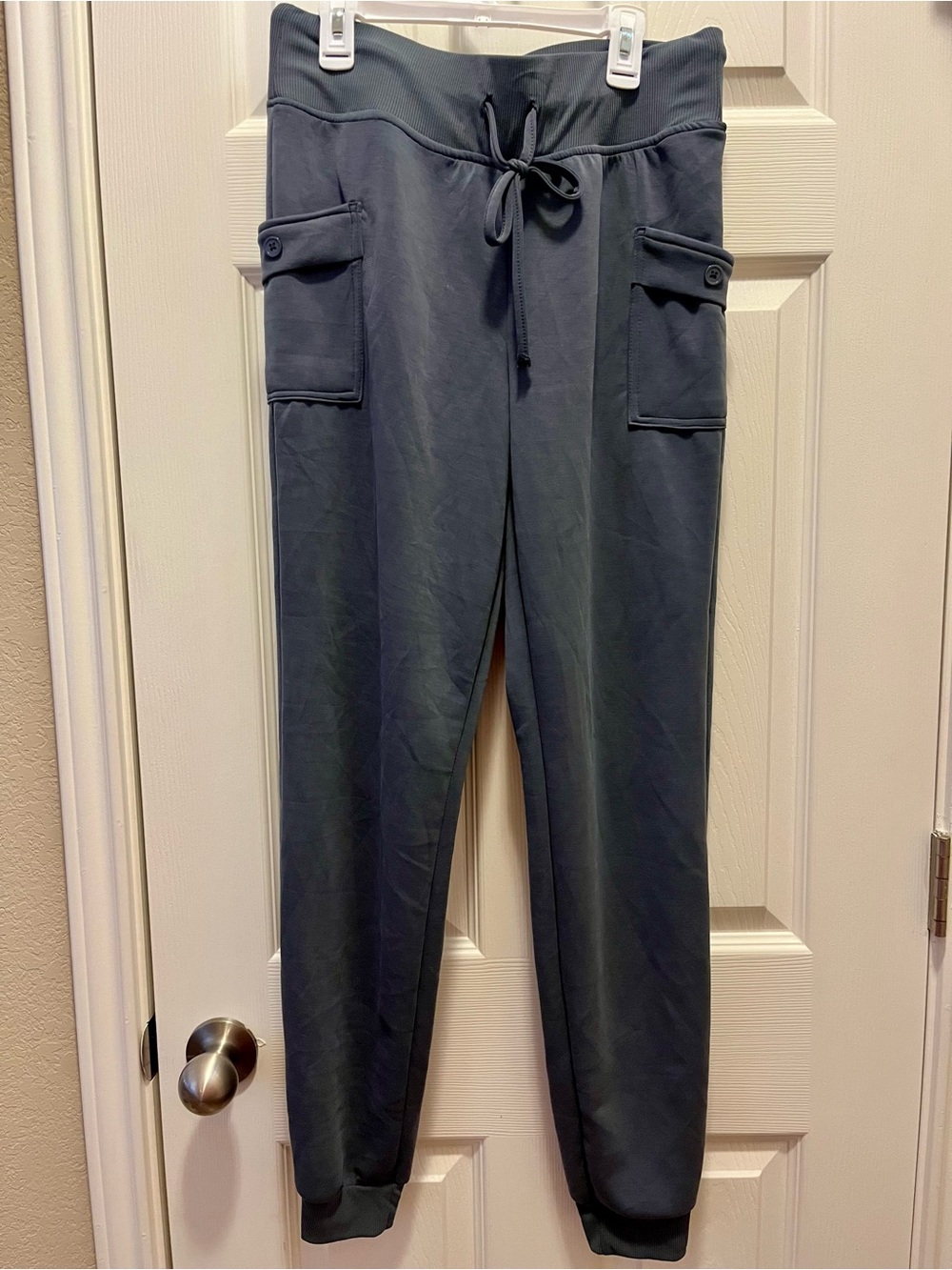 A New Day Blue Gray Cargo Jogger Pants Size Medium Drawstring Utility Pockets